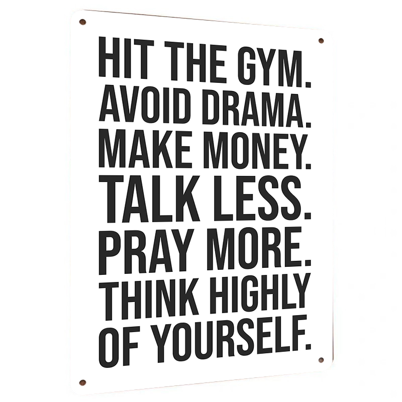 Home Gym Quotes - Panneau métallique en étain avec citation